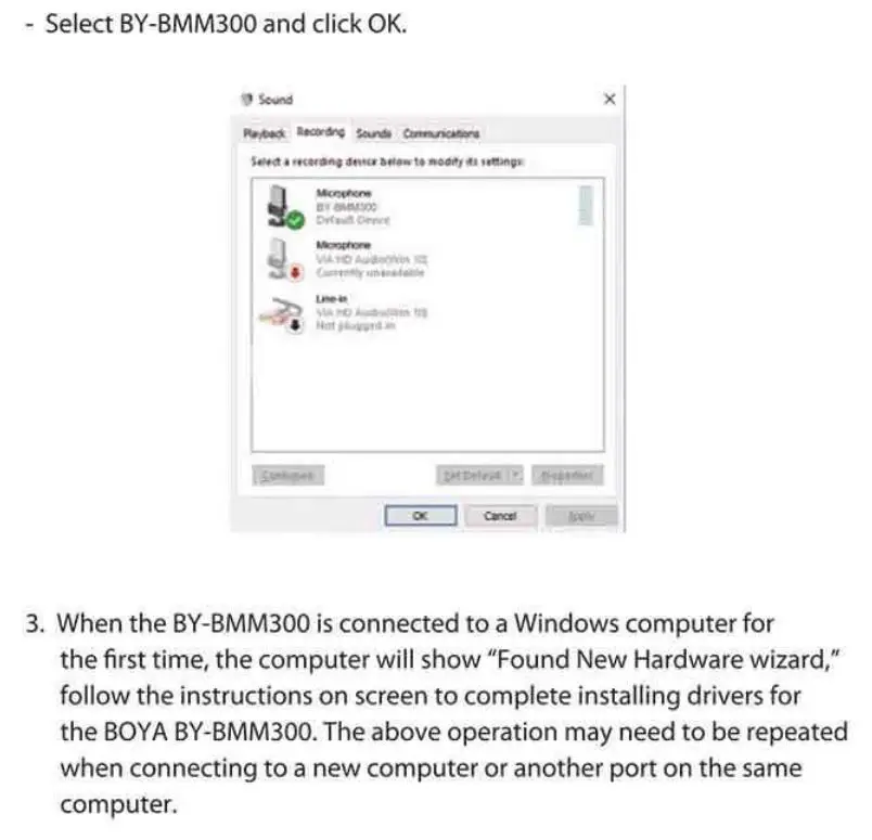 BOYA BY-BMM300 Omnidirectional Conference Microphone Speaker Instruction Manual - Set up for windows