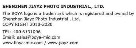 BOYA BY-BMM300 Omnidirectional Conference Microphone Speaker Instruction Manual - address