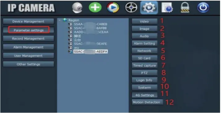 Set camera parameters
