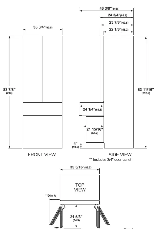 MONOGRAM ZIP364NBVII 36 Inch Integrated French-Door Refrigerator 1