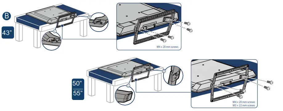 TV stand with the screw holes on the bottom