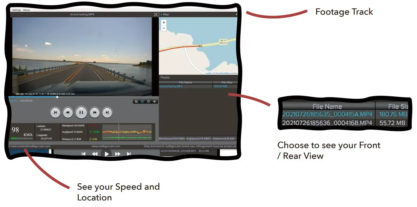 Redtiger T27 Front and Rearview Mirror Dash Cam - fig32