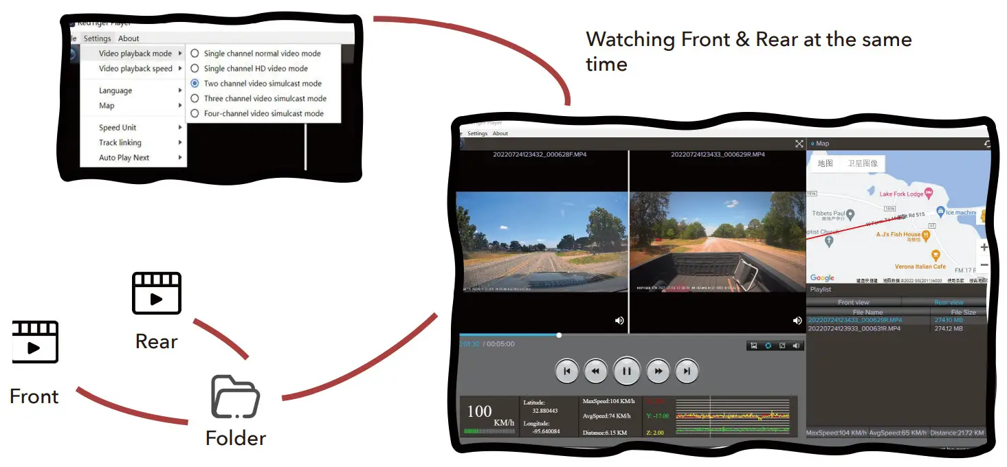 Redtiger T27 Front and Rearview Mirror Dash Cam - fig33