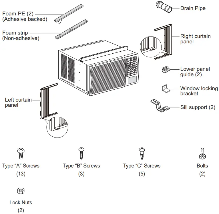 LG LW8023HRSM Window Air Conditioner - Parts Included