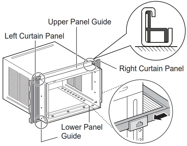 LG LW8023HRSM Window Air Conditioner - panel guides