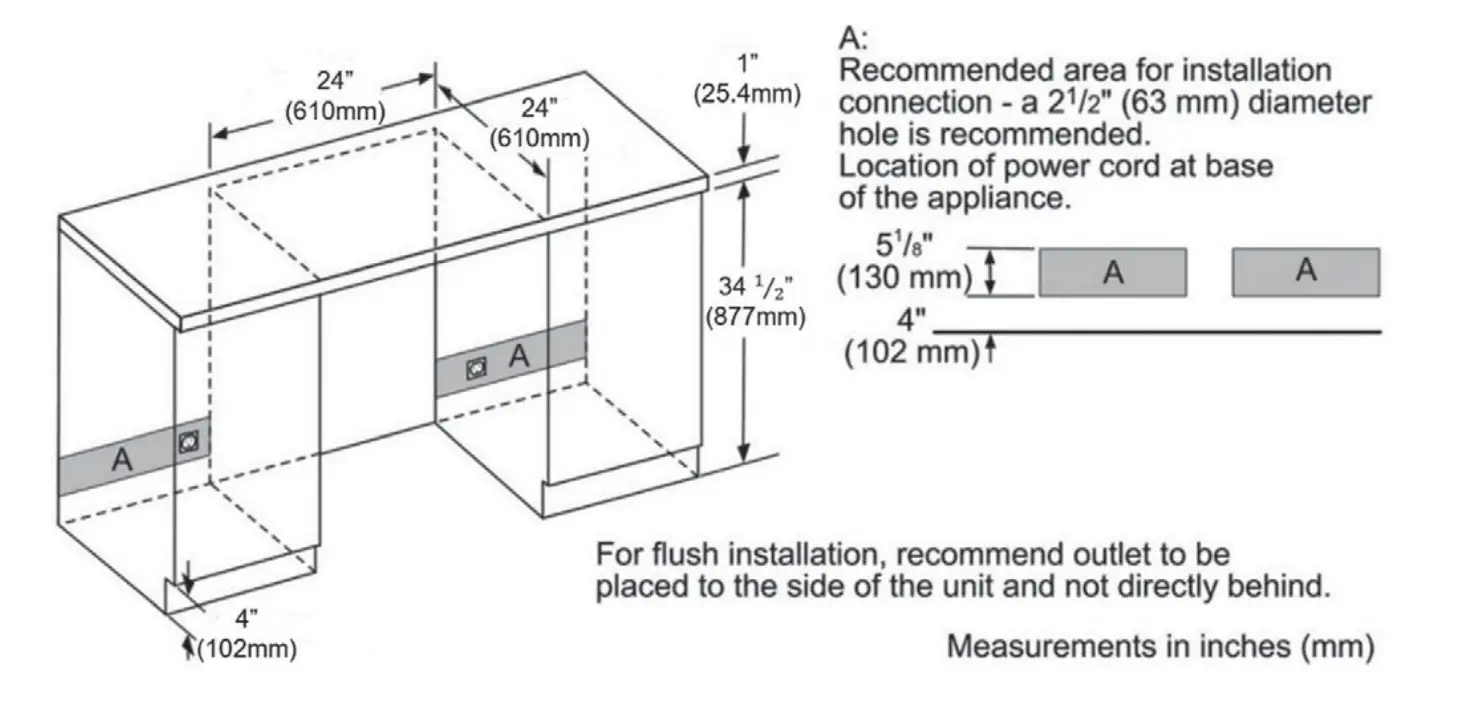 Thermador T24UC925DS Under-Counter Double Drawer Refrigerator - DIMENSIONS 7
