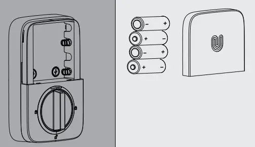 Ultraloq U-Bolt Pro V2.4 Installation Guide - Insert 4 AA Alkaline Batteries