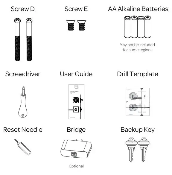 Ultraloq U-Bolt Pro V2.4 Installation Guide - Packing List