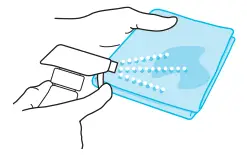 Dampen a microfiber cloth