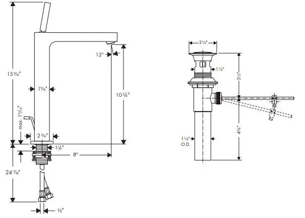 AXOR 39031000 Citterio Wash Basin Mixer fig2