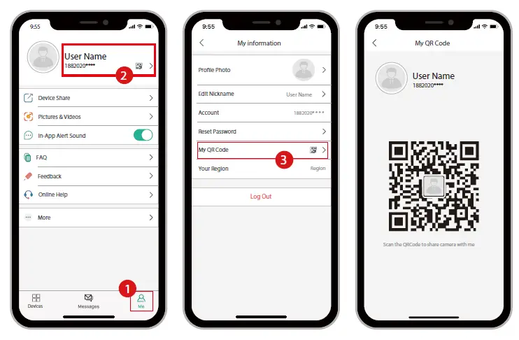 Sharing by QR code scanning