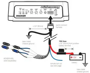KICKER Hideaway Powered Subwoofer Enclosure HS8-Wiring