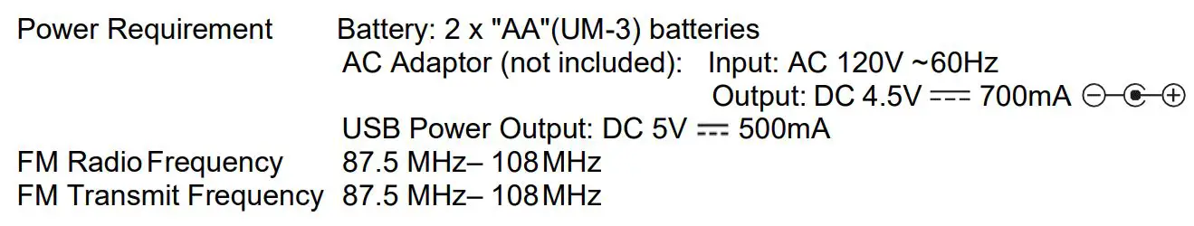 Studebaker SB3705 Personal CD Player Owner's Manual - SPECIFICATION