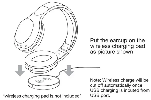 BASS JAXX HP-0414 BT Wireless Headphone - wireless charging pad