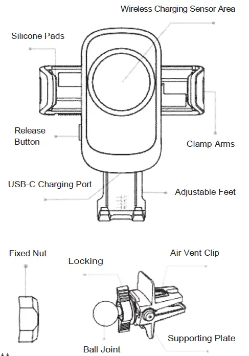 vicseed CTEZ100 Wireless Car Charger Mount fig 3