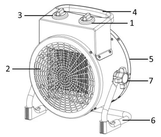 emerio FH-128620 Power Fan Heater - PARTS DESCRIPTION
