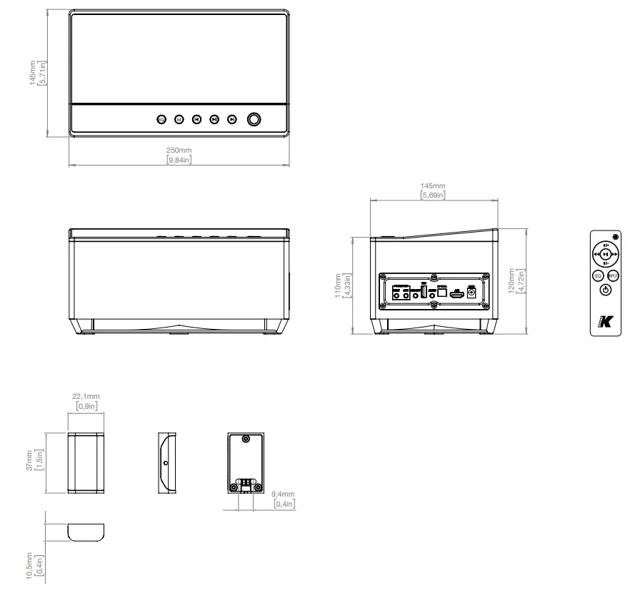 K ARRAY K1 High Performance Mini Audio System - Mechanical Views