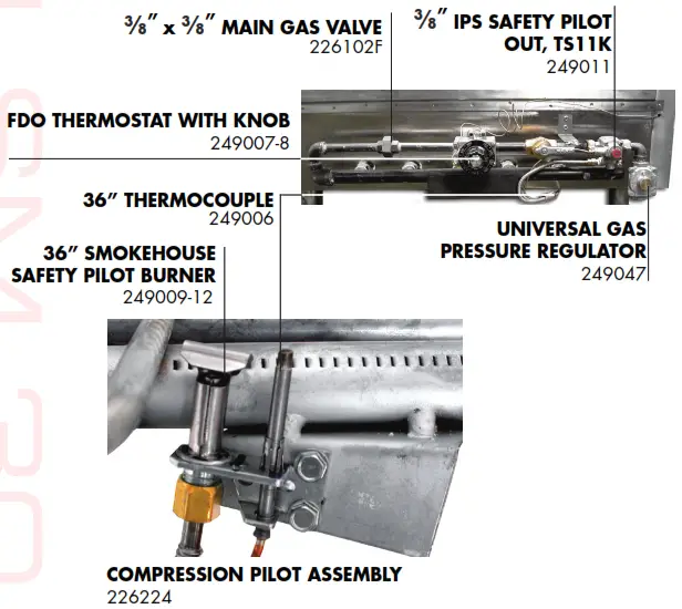 TOWN SM-36-R-STD-P Commercial Smoker Oven - PILOT PARTS