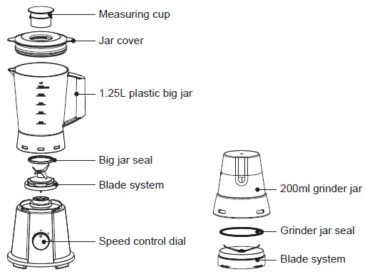 Midea MBL-35BK Table Electric Blender-1