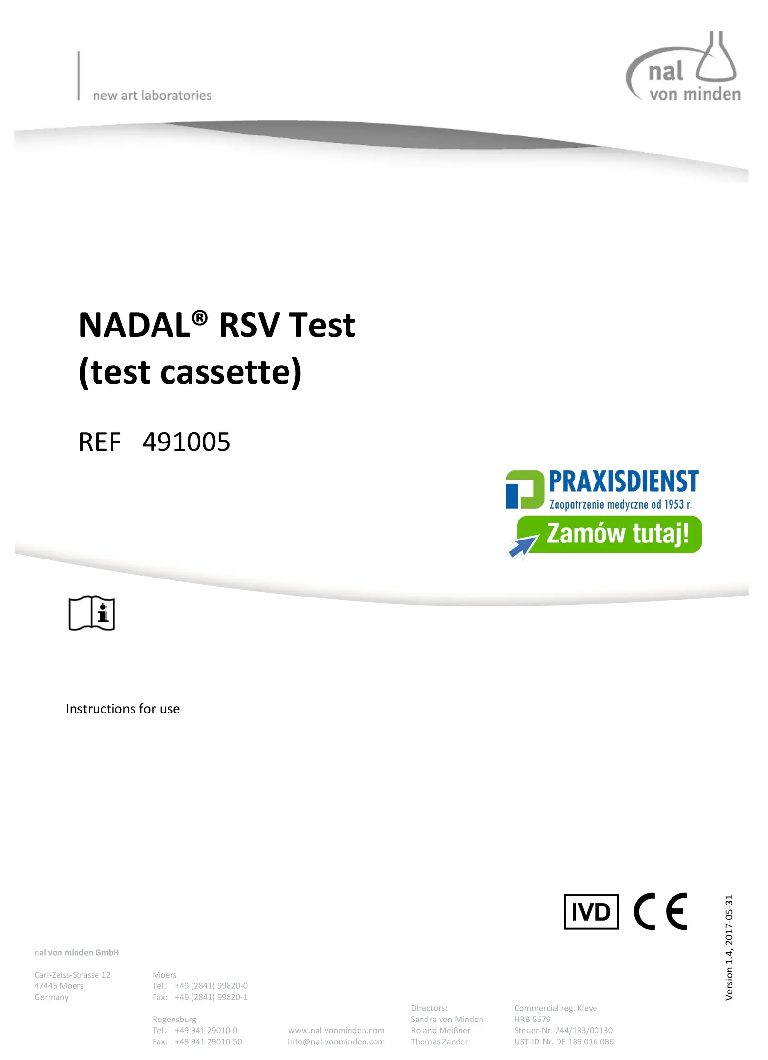 PRAXISDIENST 491005 Nadal RSV Test Instruction Manual