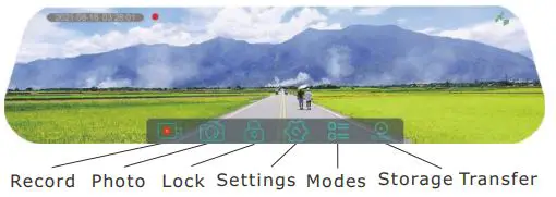RYDEEN TOMBO 360X Surround View Frameless Rearview Mirror User Guide - Main User interface