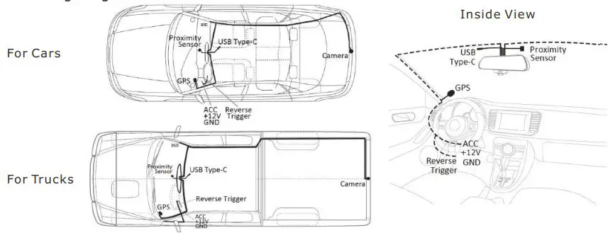 RYDEEN TOMBO 360X Surround View Frameless Rearview Mirror User Guide - Wiring diagram