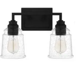 QUOIZEL MCI8614MBK 2 Light 15 inch Matte Black Bath Light Wall Light