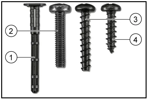 Included screws and dowels
