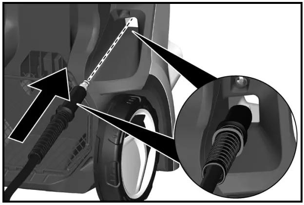 Inserting the high-pressure hose through the hose guide