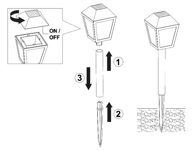 westfalia 96 76 68 Solar LED Light Set - Setting up