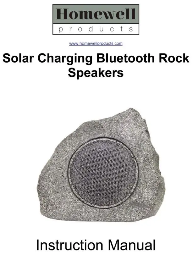 Homewell Solar Charging Bluetooth Rock Speakers Instruction Manual