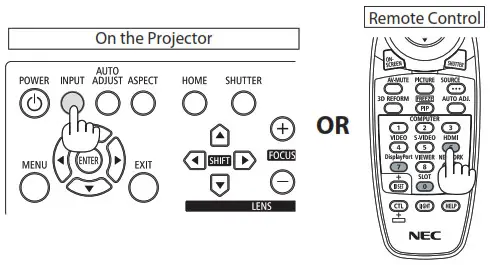 NEC Projector - Select a source