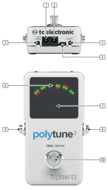 PolyTune 3 Ultra Compact Polyphonic Tuner - Operation – Inputs, Outputs and Controls