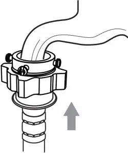 Connection between ordinary tap and inlet hose.