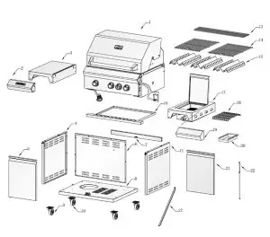 VICTORY BBQ-VCT3BSB-LP Gas Grill 26 Inch with Searing--COMPONENTS DIAGRAM