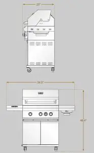 VICTORY BBQ-VCT3BSB-LP Gas Grill 26 Inch with Searing--GAggS