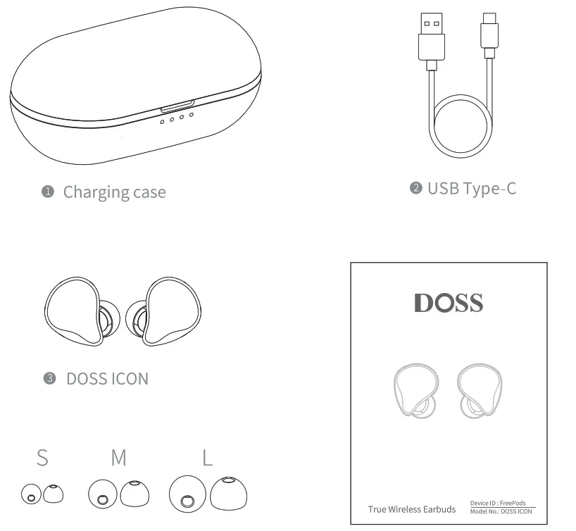 DOSS T33 Icon True Wireless Earbuds - Accessories