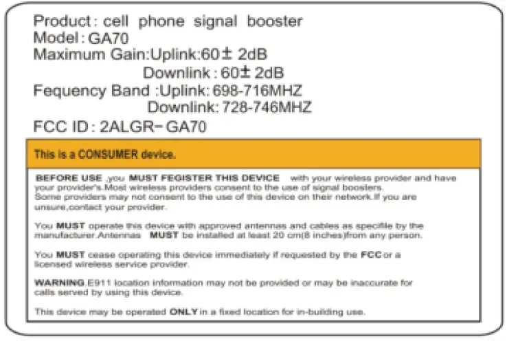 Shenzhen Fuzhixing Electronics GA70 Cell Phone Signal Booster fig 20