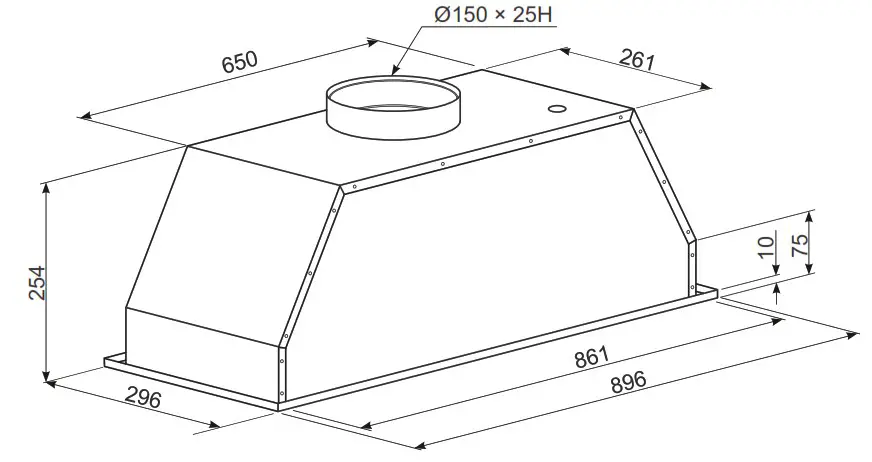 Baumatic GUH52SD 52cm Undermount Rangehood - Dimensions 2