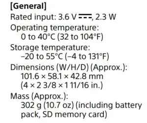 FIG 14 Specifications