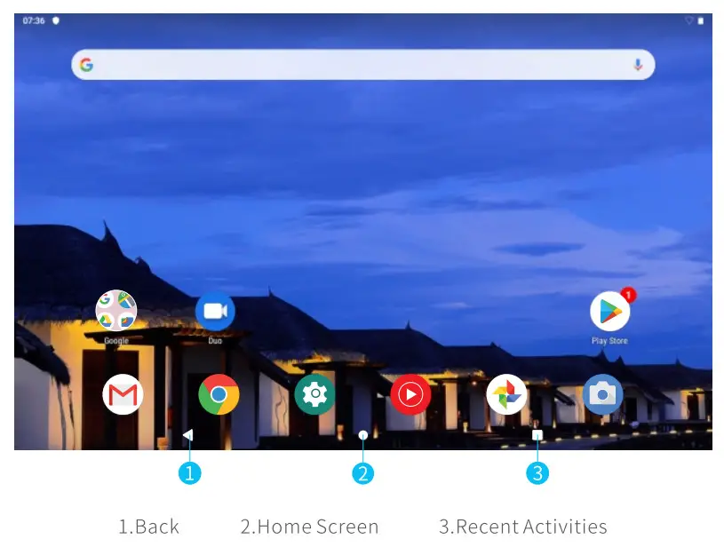 HAOVM P10 Android 11 Tablet - ICONS ON THE BOTTOM MENU