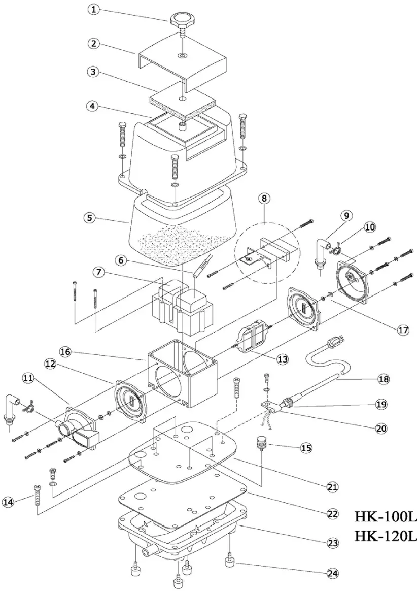 abicart Hakko HK 100L Linear Air Pump - Figure 6