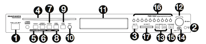 marantz PMD-526C Player - Front Panel