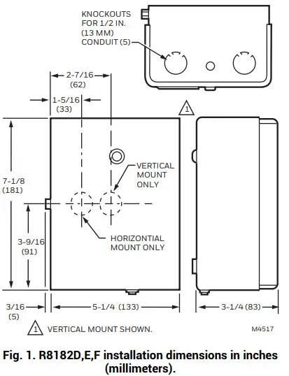 resideo R8182D Combination Protectorelay™ Primary Control and Aquastat® Controller -