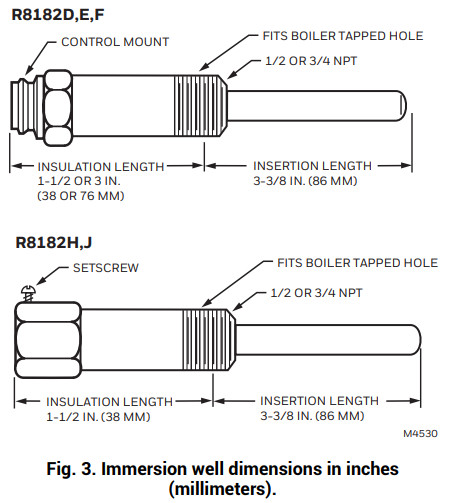 resideo R8182D Combination Protectorelay™ Primary Control and Aquastat® Controller -J installation2