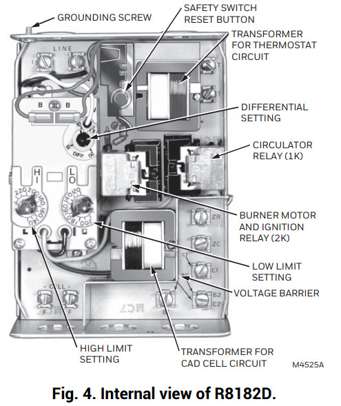 resideo R8182D Combination Protectorelay™ Primary Control and Aquastat® Controller -J installation4