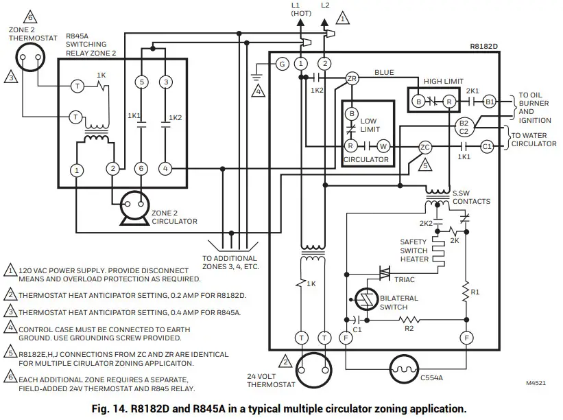 resideo R8182D Combination Protectorelay™ Primary Control and Aquastat® Controller -multiple circulator