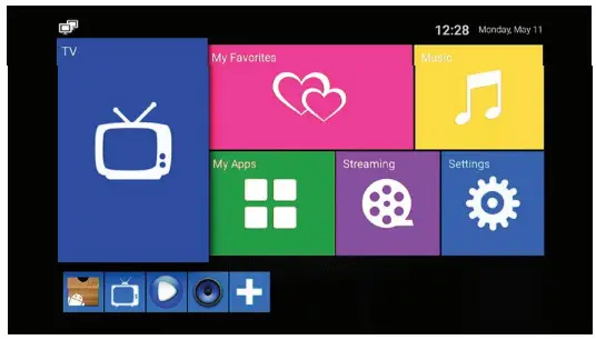 Aluratek Live TV, DVR and Streaming Media - main menu