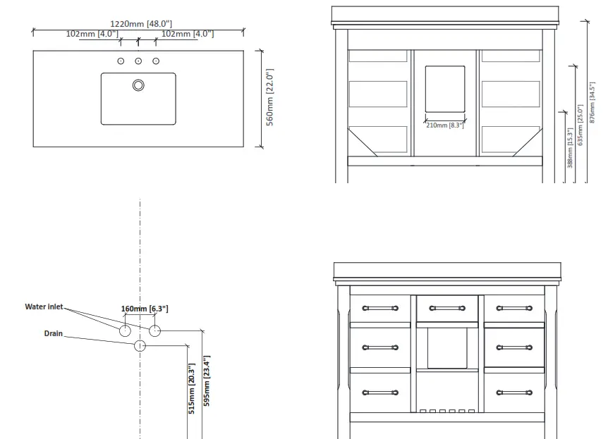 ARI KITCHEN BATH Lauren 48 in. Single Bath Vanity in Weathered Fir - 2