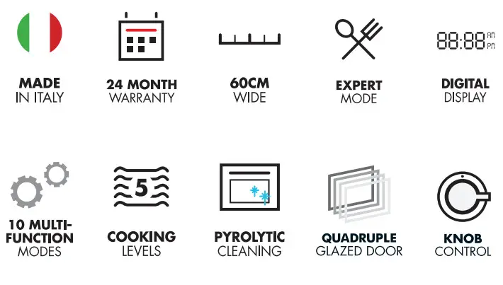 ILVE 600SPYKTI2 60cm Built-In Pyrolytic Oven -pack
